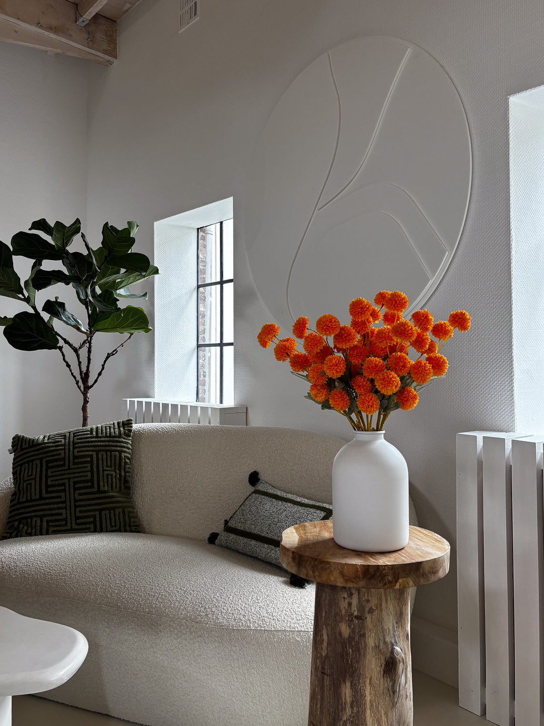 Zijden Kiku Bloemen - Oranje (10 Stengels)