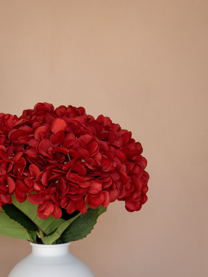 Zijden Hortensia's - Rood (5 Stengels)