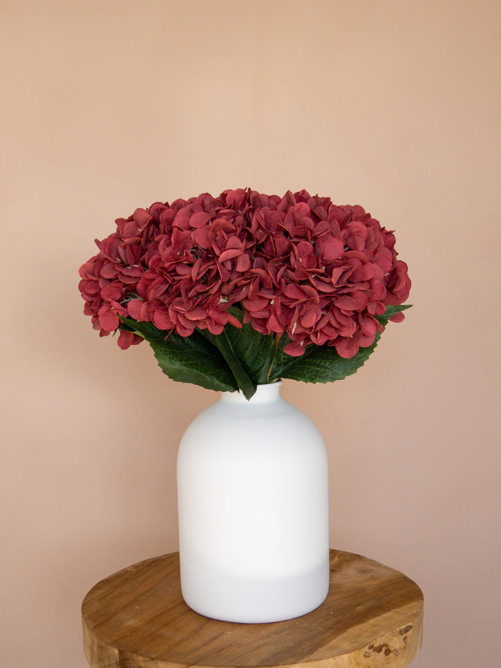 Zijden Hortensia's - Bordeauxrood (5 Stengels)